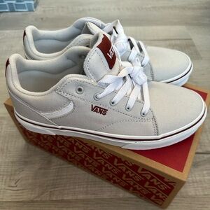 Vans Kids Gray White and Red Accent Sneakers Seldan